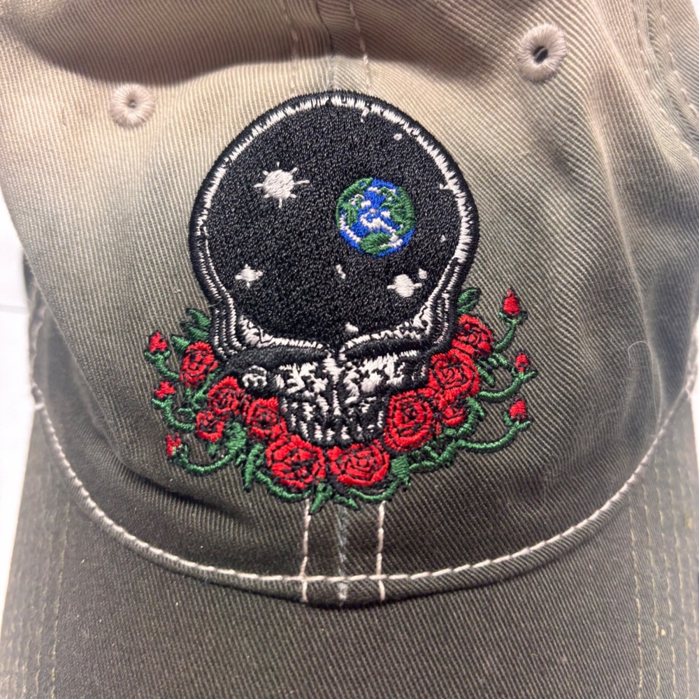Grateful Dead Steal Your Face Space Roses Ombre Hat Concept One Olive Tan Cap